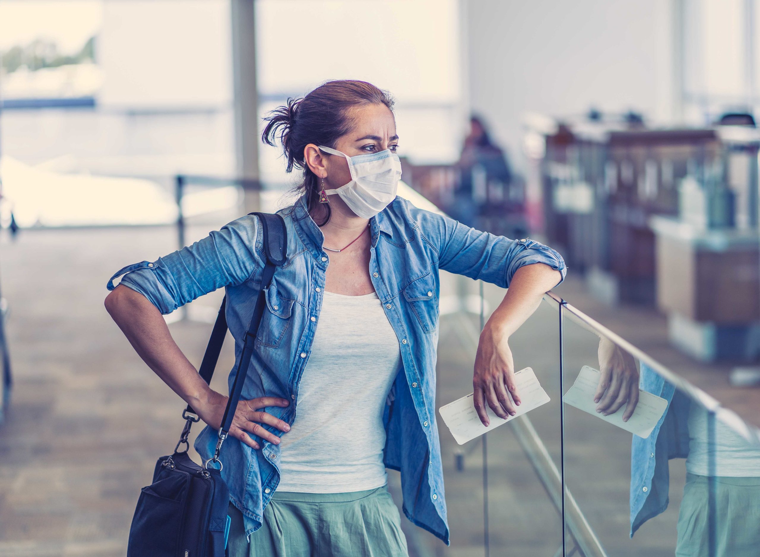 Airline customer waiting for flight