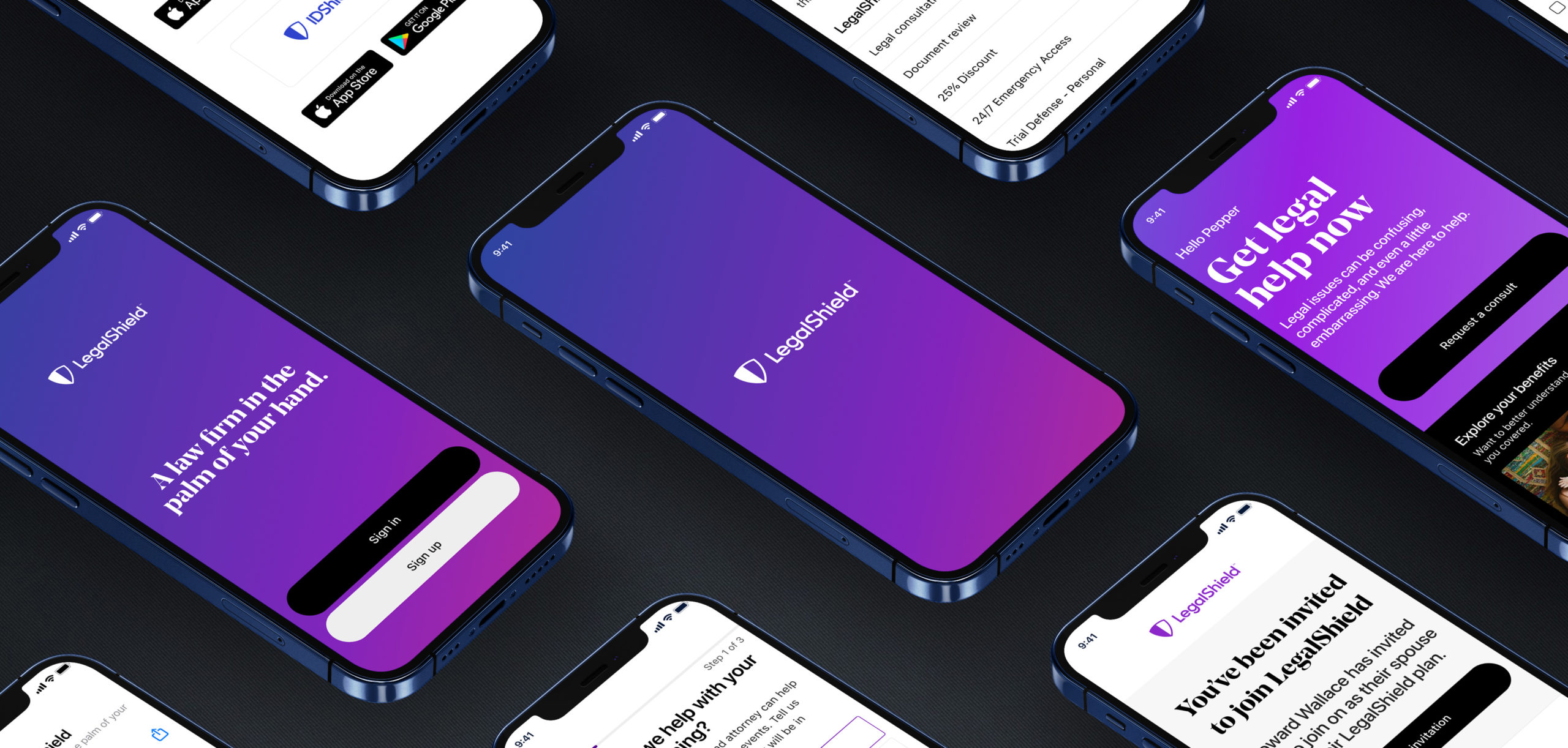 Smartphones showing LegalShield app