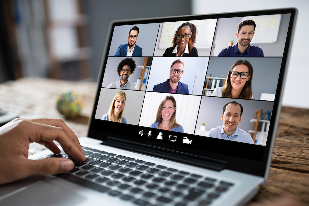 Laptop showing people on video call