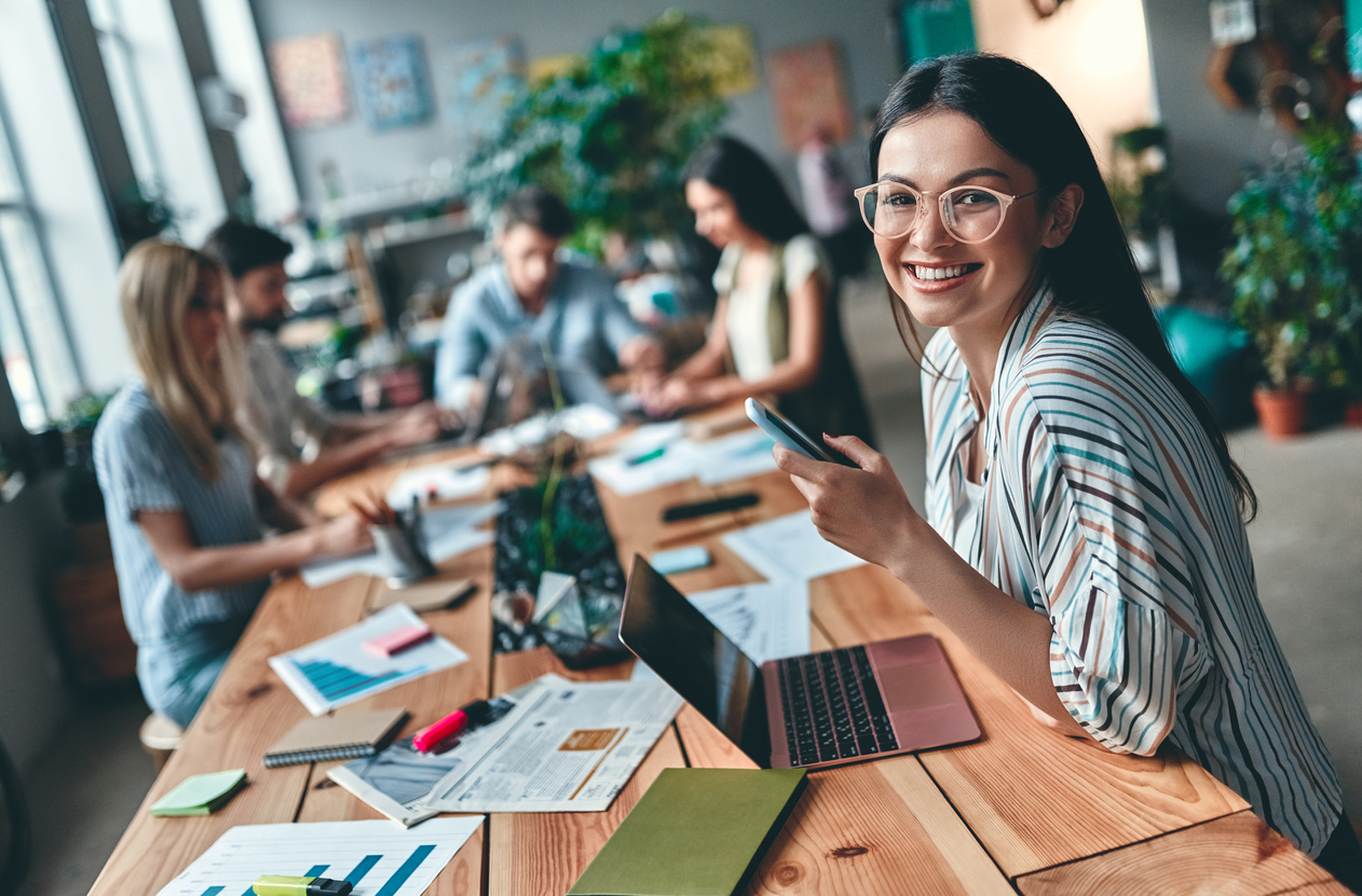 People working at table