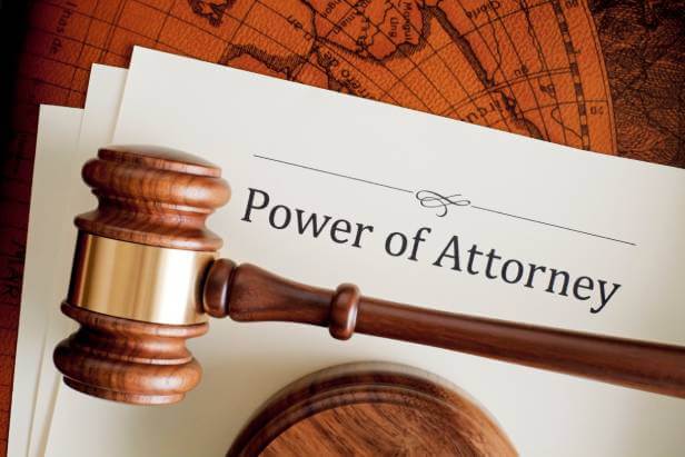 Power of Attorney legal document with a judge's gavel.