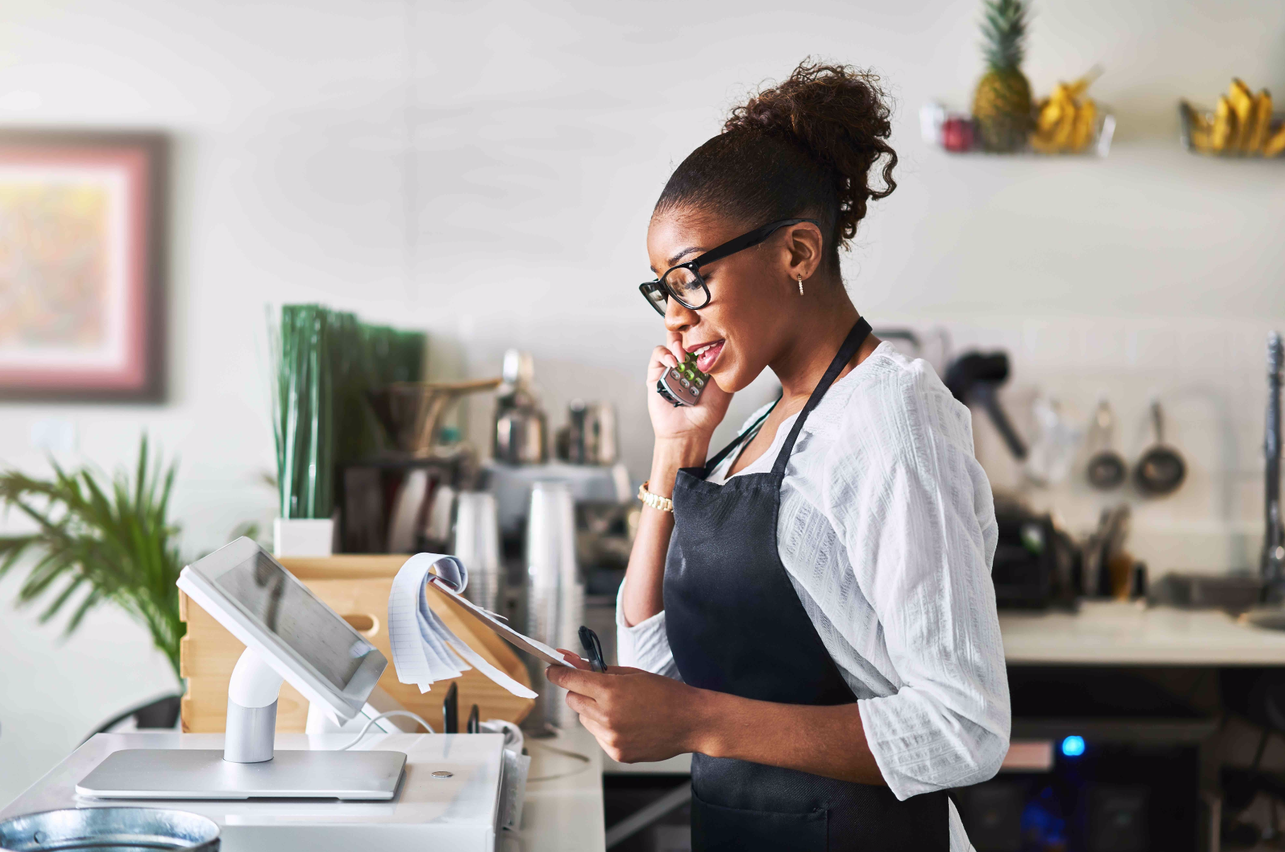 Business owner on phone