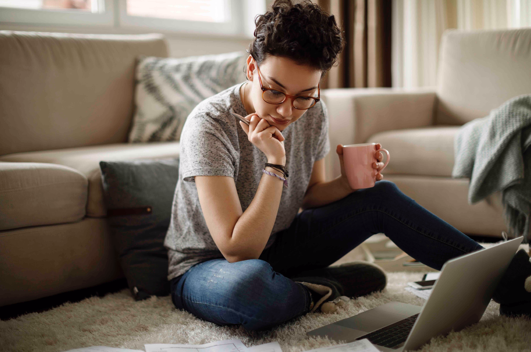 Woman reviewing her finances