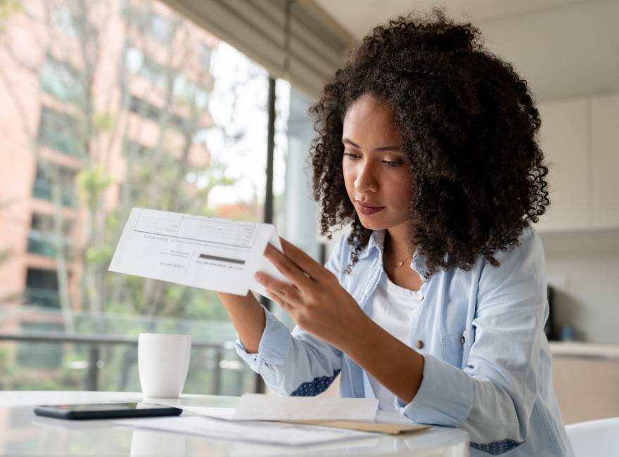 Landlord looking at security deposit document