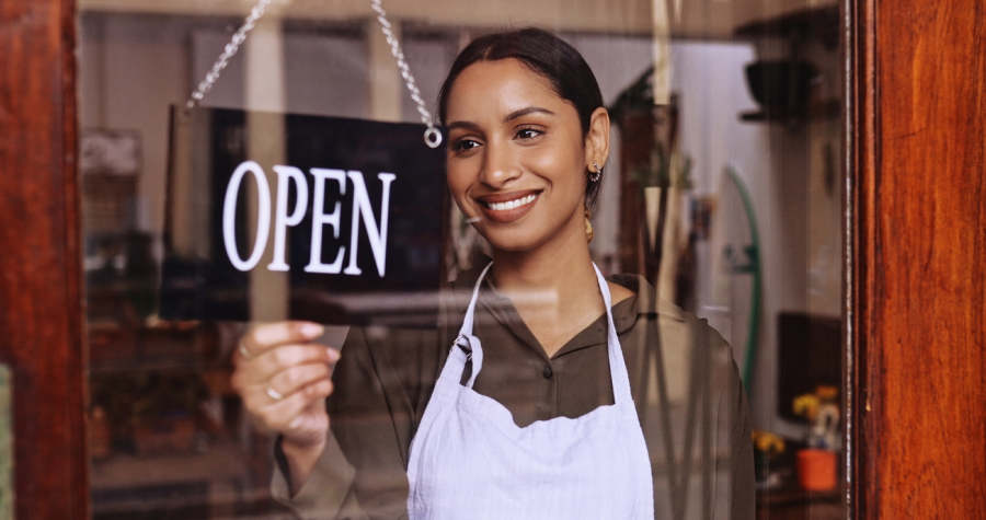 Open sign on business door