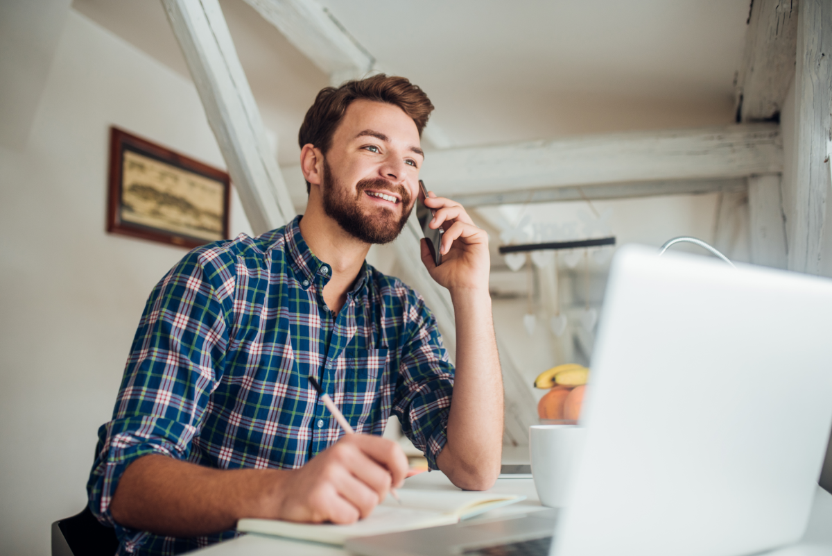 Businessman talking on phone