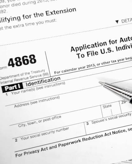 Tax extension IRS Form 4868