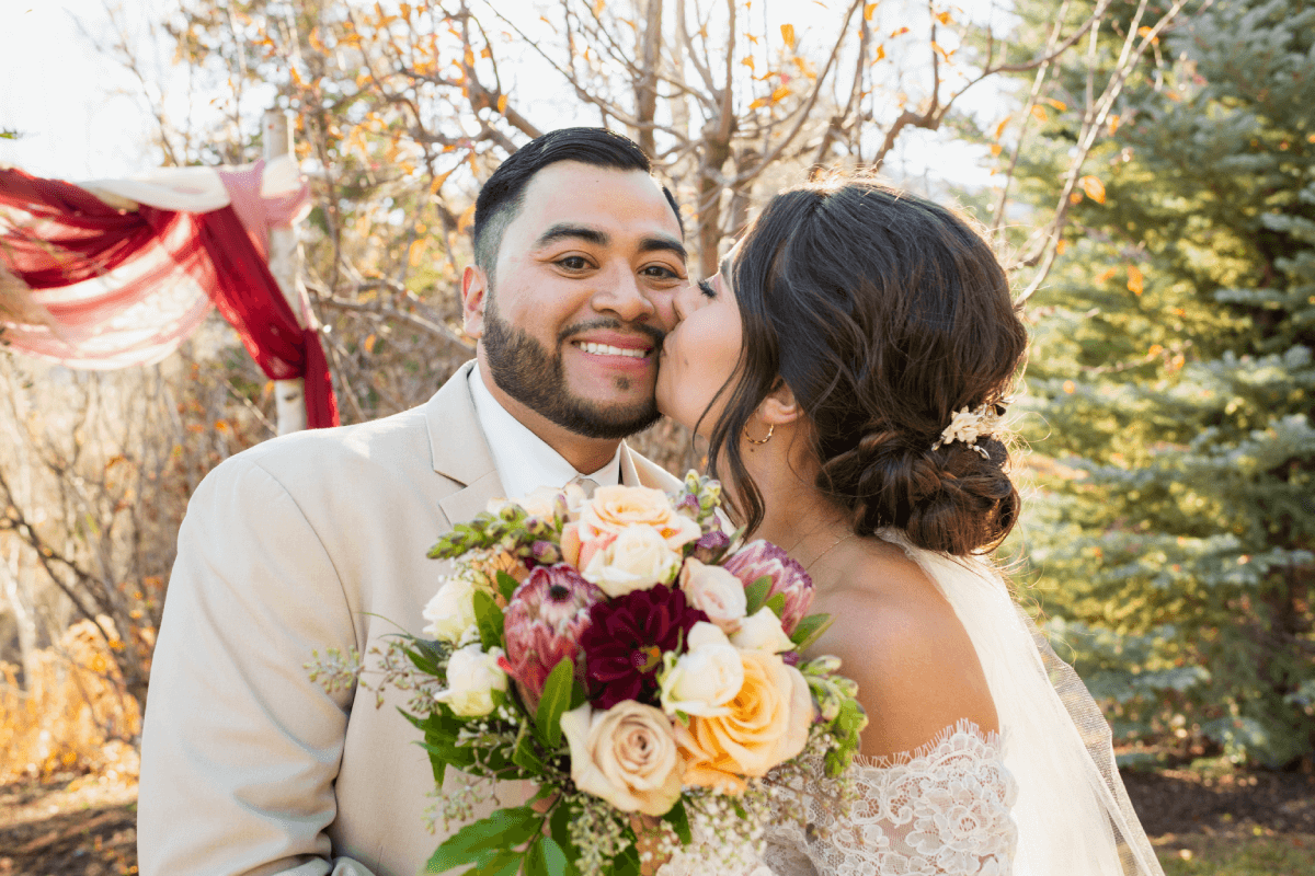 Happy bride and groom