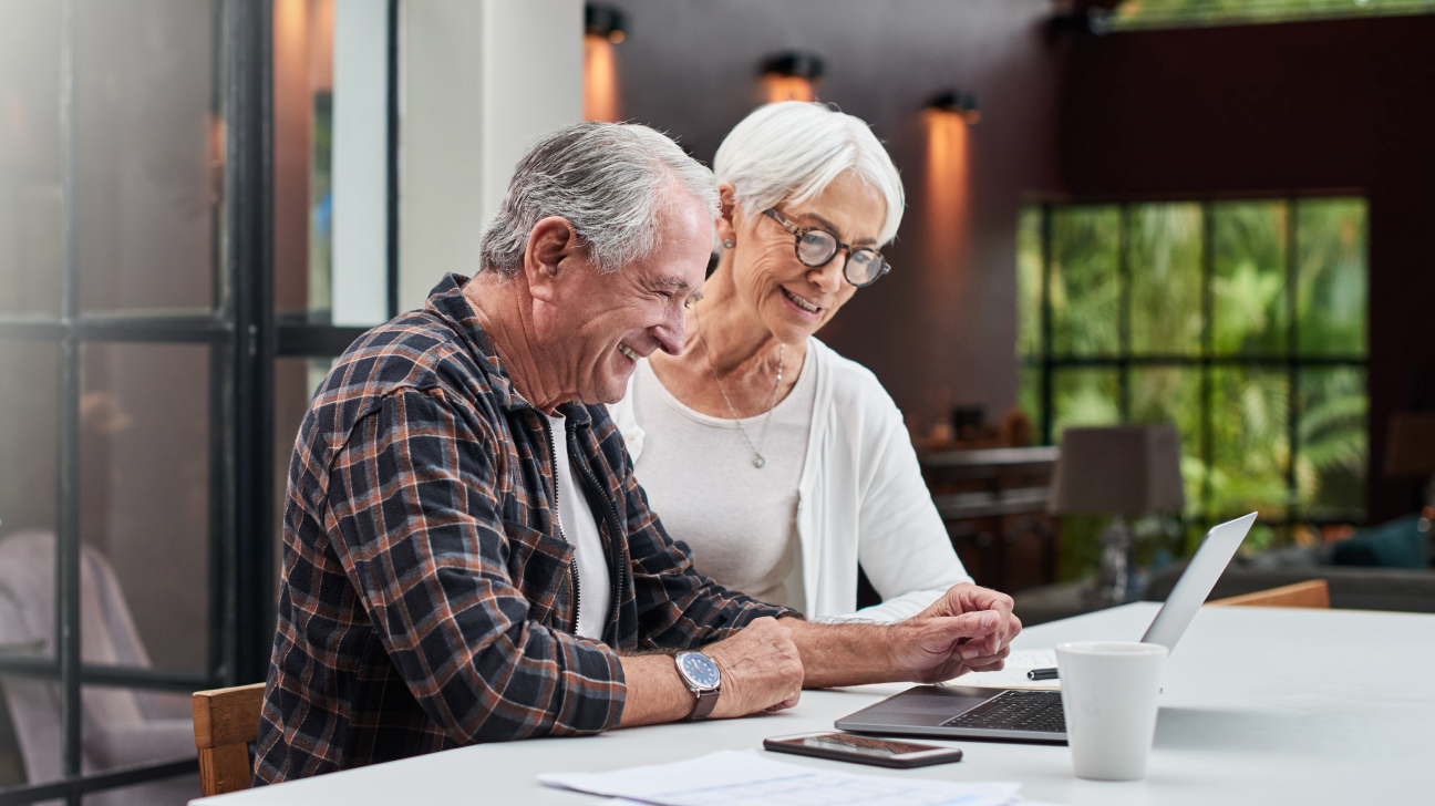 Older couple at a computer