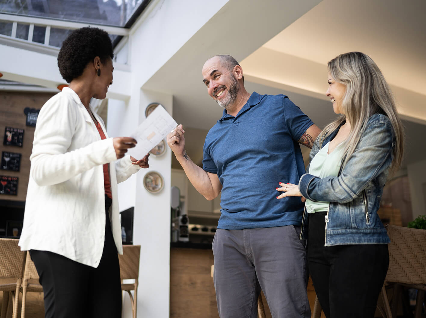 Lawyer talking to man and woman.